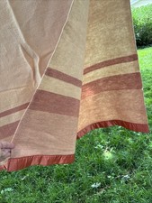 VTG blanket Wool Satin Edge Size 72x86  Pink Coral Ombr  Stripe