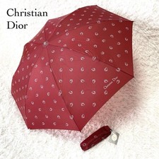 Christian Dior Folding Umbrella Red Logo Vintage Authentic Ready to Use