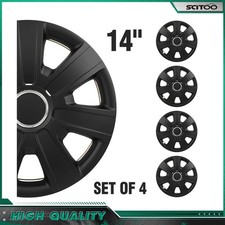 14 Inch Black Set Of 4 Wheel Covers Snap On Full Hub Caps Fit R14 Tire Rim 14 Inch Black Set Of 4 Wheel Covers Snap On Full Hub Caps Fit R14 Tire Rim