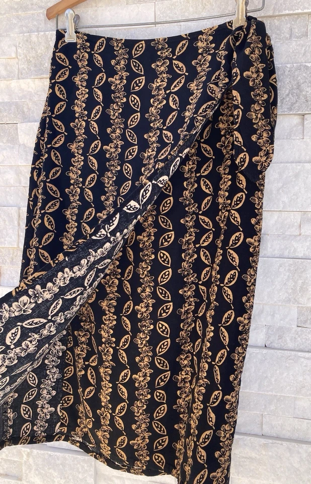 VTG Putumayo Women’s Wrap Skirt Size M Black & Golden Brown Boho Vacation - Image 2 of 4