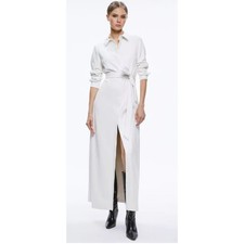 Alice + Olivia Classics white Chassidy vegan leather button down maxi dress