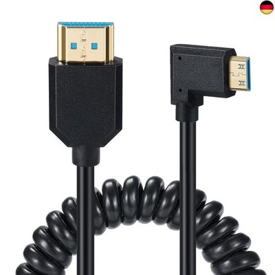 8K Mini HDMI auf HDMI 2.1 Spiralkabel, Federgold, HDMI auf Mini HDMI-Kabel, 8K @