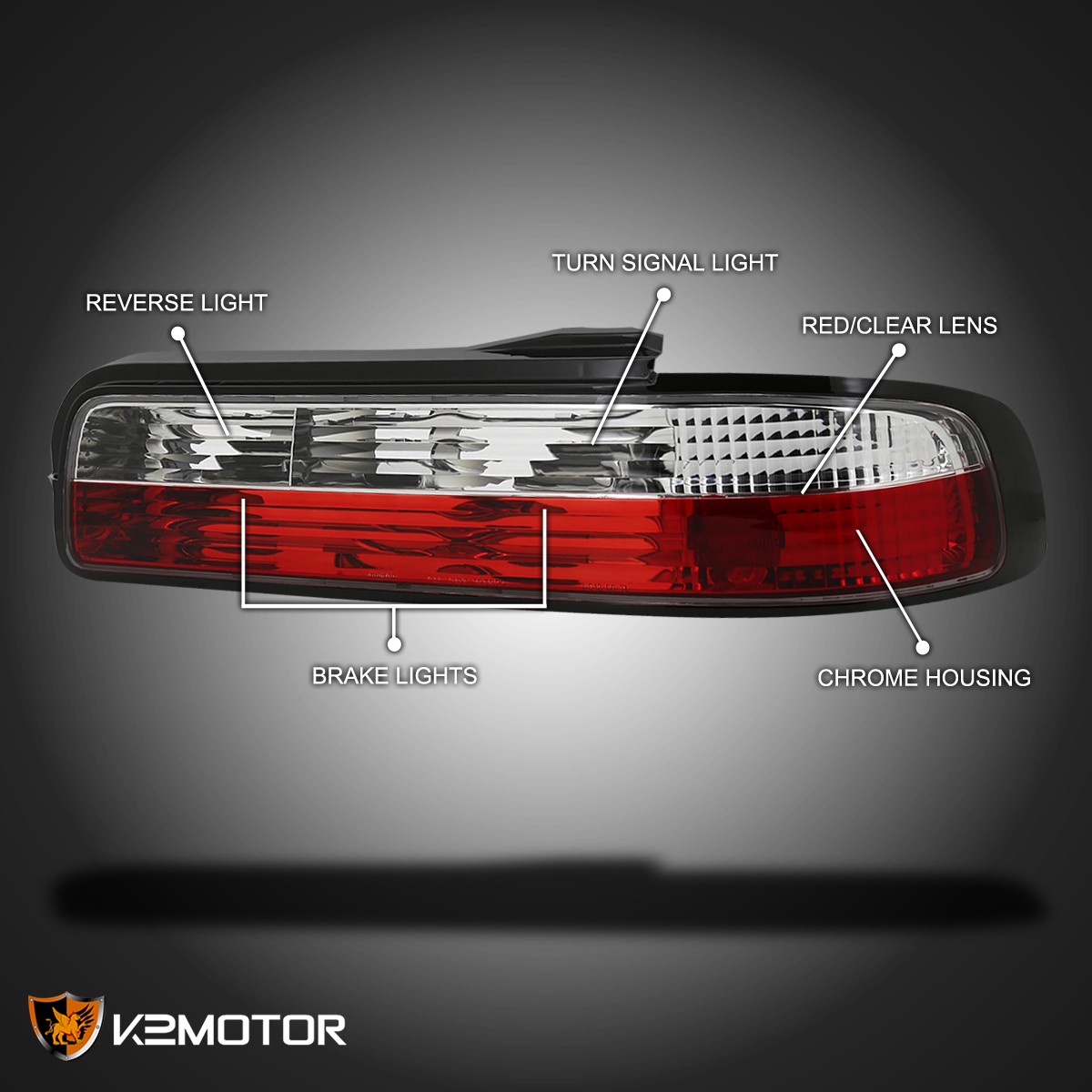 Red/Clear Fits 1989-1994 240SX S13 Coupe 2Dr Tail Lights Brake