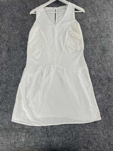 Promod Dress Size 4 A Line Womens Shift Mini White Viscose Sleeveless N321 - Picture 2 of 15