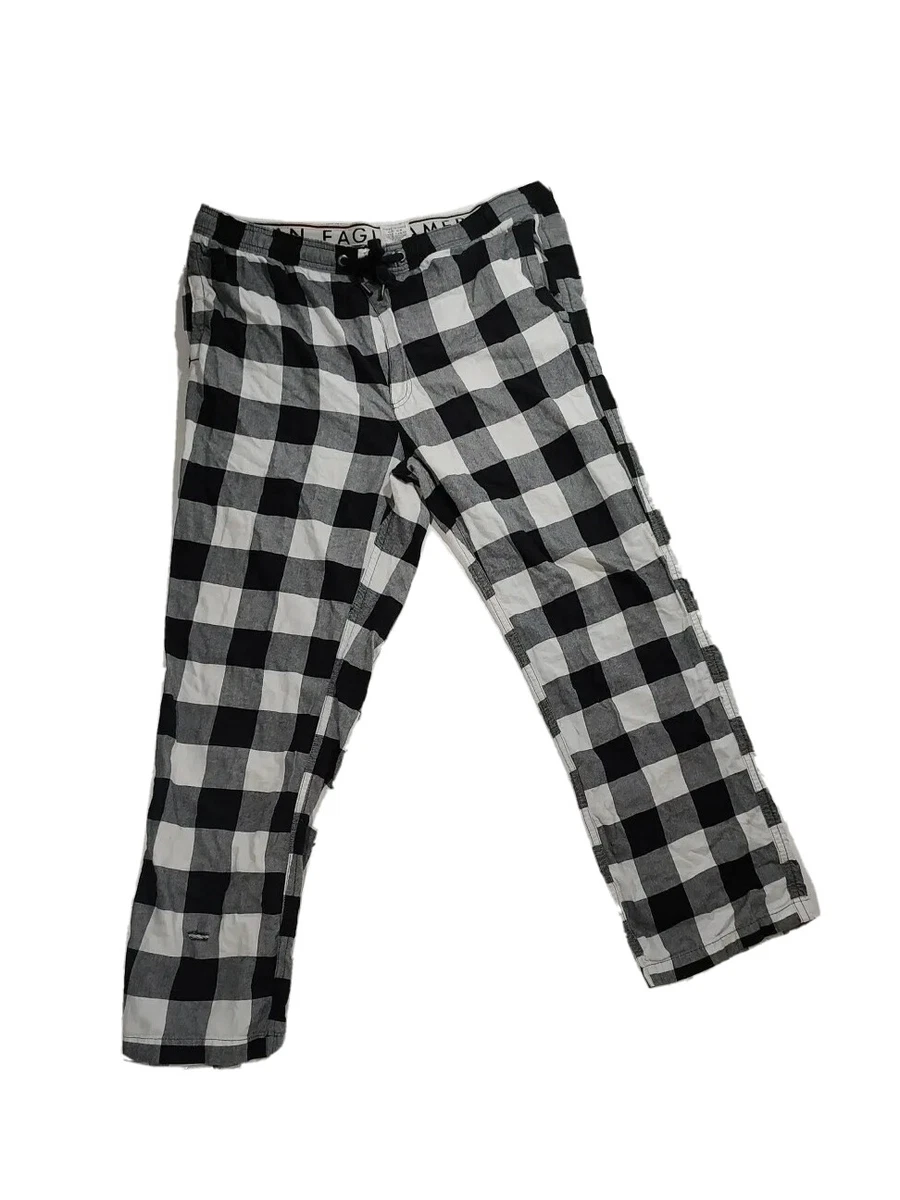 American Eagle Pajama Pants Men XL 40-42 Flannel Black Plaid PJs