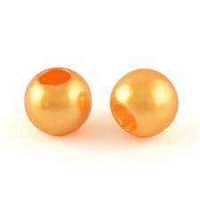 100 pcs Orange Smooth ABS Plastic Ball Spacer Beads   12mm   Large Hole: 5mm