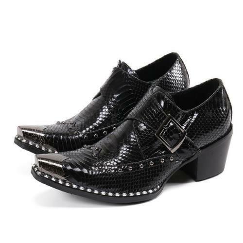 Men's Fashion Pointy Toe Buckle Strap Rivet Leather Shoes Party Black Dress HPE Men's Fashion Pointy Toe Buckle Strap Rivet Leather Shoes Party Black Dress HPE