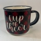 Jo-Ann "Cup of Cheer" Buffalo Plaid Coffee Mug Red Black, 12oz Holiday Farmhouse
