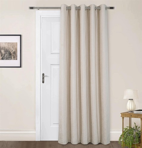 Thermally Lined Door Curtains Eyelet Ring Top Curtain Ready Made Chenille - Picture 4 of 31