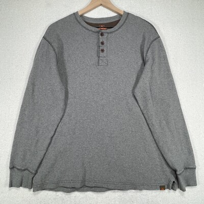 Northwest Territories Thermal Knit Henley Sweater Mens XL Gray Outdoor  Pullover