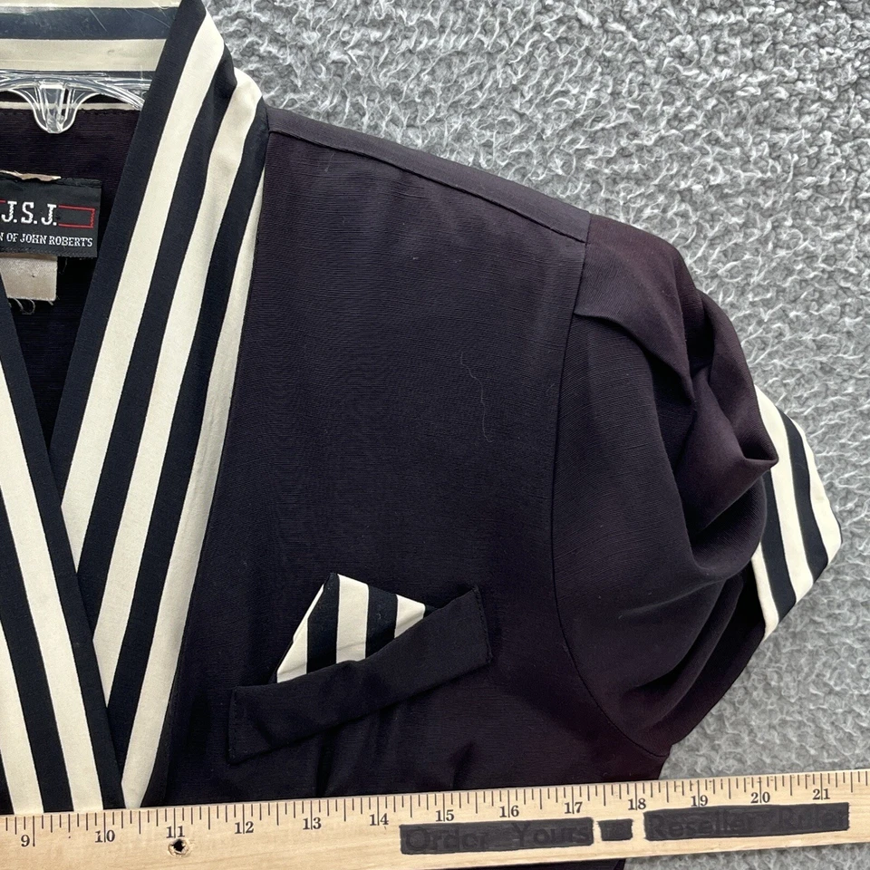 Vestido Camisa De Colección Años 80 John Roberts 12 Negro Blanco Rayas Vestido Sobre la Rodilla Funda Foto 4 de 4