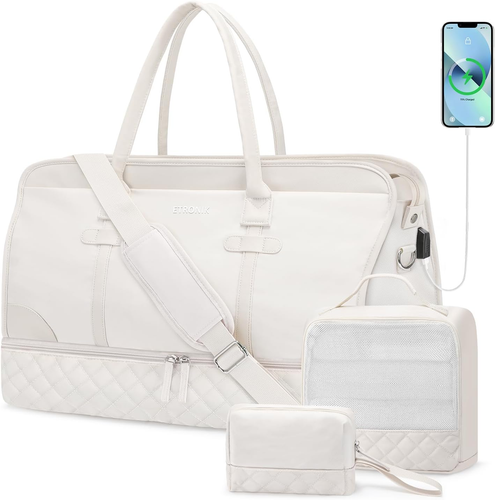 Weekender Overnight Bags for Women, Large Travel Duffle Bags with Shoe Compartme