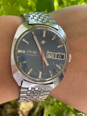 ENICAR OCEAN PEARL WATCH 147-01-02 AUTOMATIC DAY DATE MENS SWISS