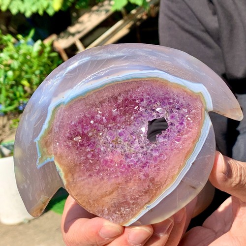217G Natural agate Amethyst Handcarved Sun Moon Symbiosis crystal specimen - Bild 7 von 16