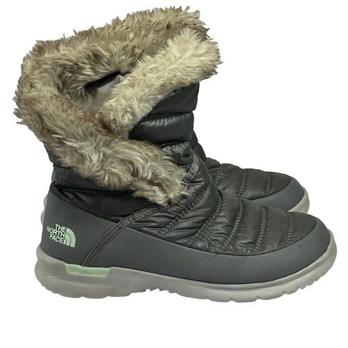 The North Face Thermoball Microbaffle Bootie II Sz 7 Womens Frost Grey Snow Boot