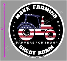 TRUMP 2020 STICKER MAKE FARMING GREAT AGAIN TRACTOR AMERICAN FLAG DECAL