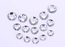 CraftbuddyUS 50pc Clear Round Sew On Crystal Rhinestone Gems, DIY Craft
