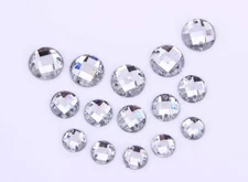 CraftbuddyUS 50pc Clear Round Sew On Crystal Rhinestone Gems, DIY Craft