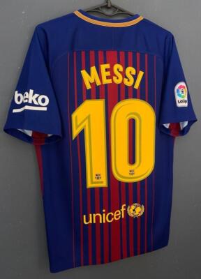 MEN FC BARCELONA 2017/2018 LEO MESSI FOOTBALL SOCCER SHIRT JERSEY