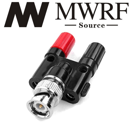 BNC Male Plug to Two Dual Banana Female Jack Coaxial Connector Adaptor - Picture 2 of 3