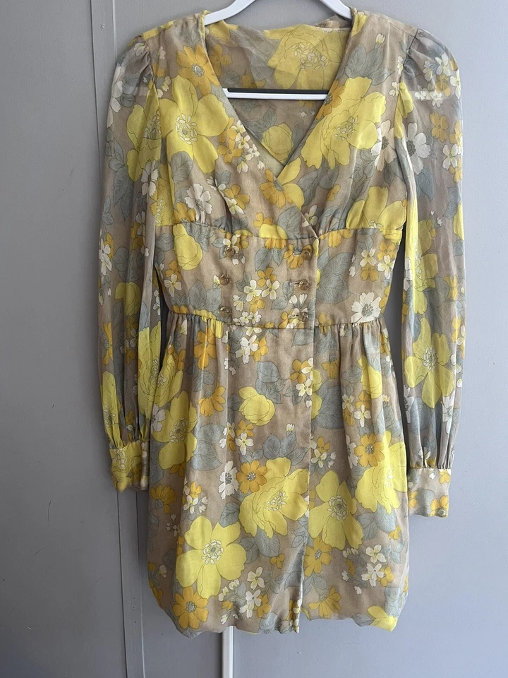 Vestido midi floral vintage años 60/70 botón delantero hecho en casa (medidas en fotos) Foto 3 de 4