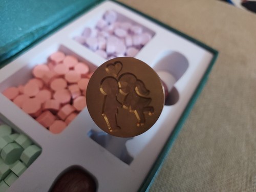 Timbro cera sigillante ottone e legno matrimonio inviti amore - Foto 3 di 5