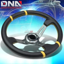 350MM YELLOW 3.5" DEEP DISH RACING STEERING WHEEL FIT 70MM 6-BOLT ADAPTER