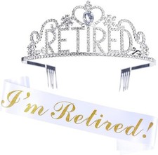 Retirement Sash  Tiara Kit Happy Retirement Party Decorations New