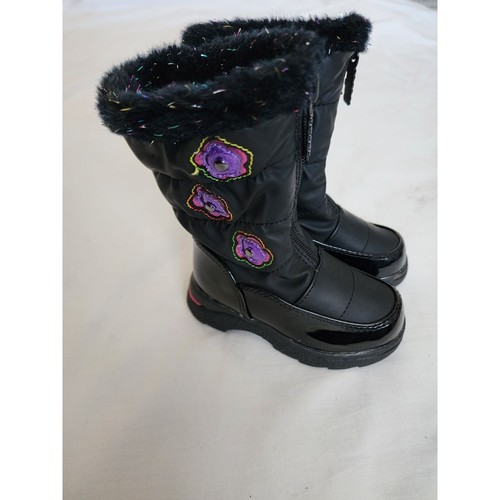 Totes Niñas Pequeñas Diseño Floral Impermeable Nieve Invierno Botas Negras Talla 6M - Imagen 2 de 8