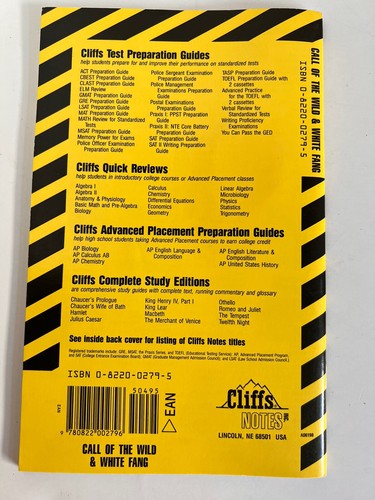 Cliffs Notes on The Call of the Wild & White Fang by Samuel Umland 1998 - Foto 2 di 3