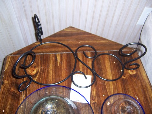 SELTENE Chip and Dip Mittelstück Eisenständer Kobalt umrandet Glasschalen neu mit Box - Bild 12 von 12