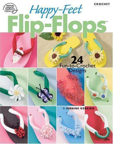 Crochet flowers butterflies animals Happy Feet Flip Flops shoes Crocs Korejko - Picture 1 of 2