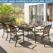 7 Piece Cast Aluminium Garden Dining Set Outdoor Table and Chairs for Patio