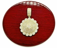 3Ct Round Lab-Created Diamond Cluster Medallion Pendant 14k Yellow Gold Plated