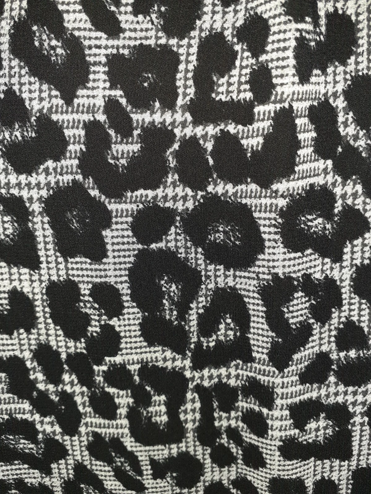 Abito MICHAEL KORS Tg M A Line Nero Grigio Stampa Animalier Manica Lunga Spalla Fredda