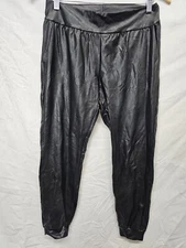 Commando Joggers Women Black Matte Faux Leather pull on pants Size S