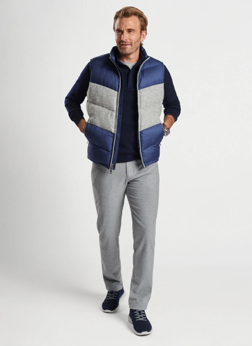 Peter Millar L Large Alpine Puffer Mens Vest Navy Grey Wool Full Zip Jacket $375 - Picture 7 of 13