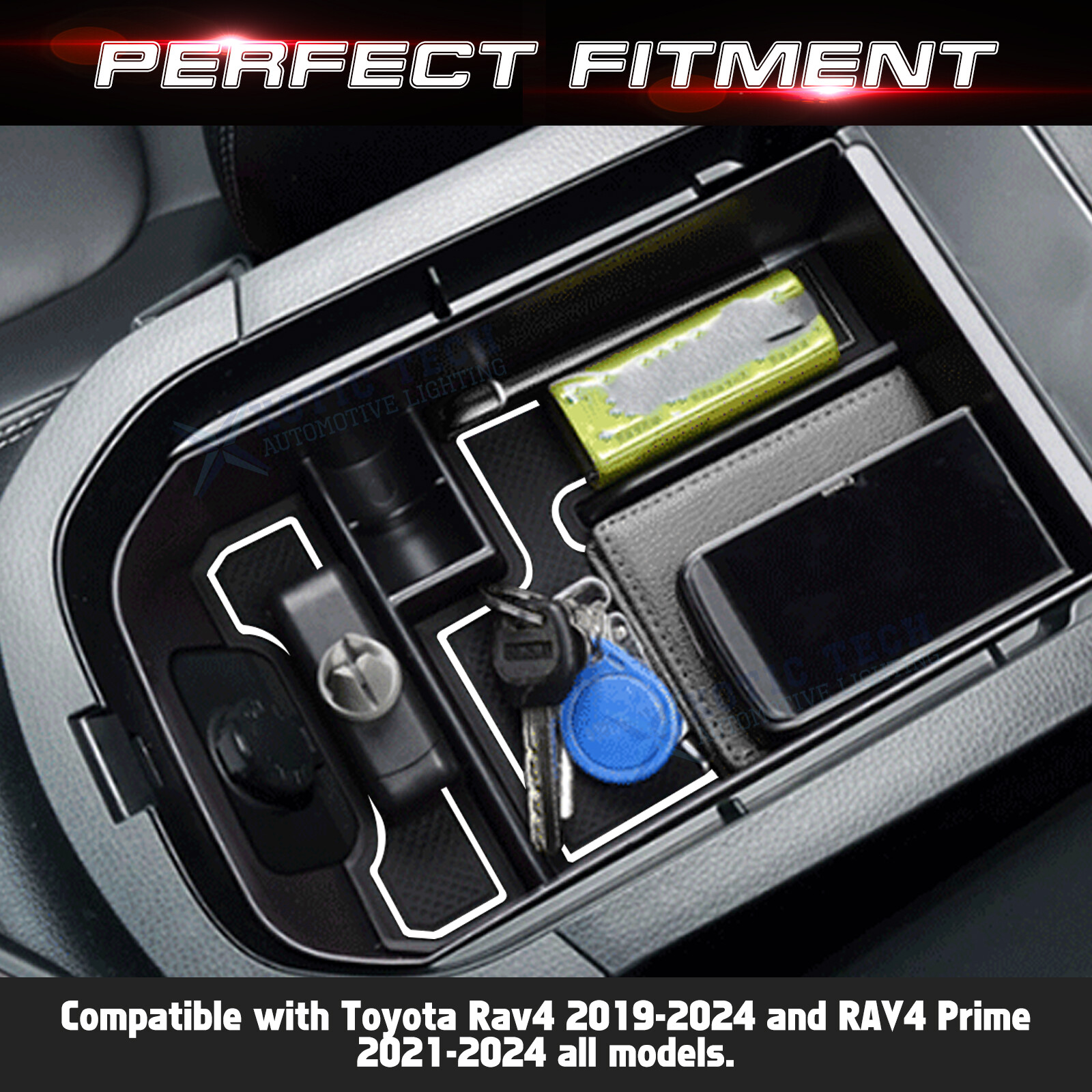 Armrest Insert Container Secondary Coin Storage Box For Toyota RAV4 2019-2024