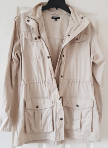 Brave Soul Jacket Cotton 100%  Light With Hood Pockets Zipped Size L - Foto 1 di 10