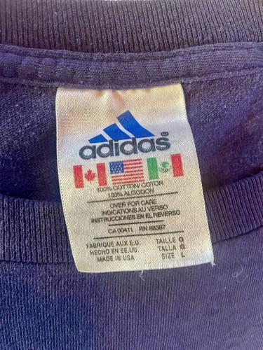 VINTAGE 90s ADIDAS LOGO DOUBLE SIDED T SHIRT L 3 STRIPES MADE IN USA - Picture 8 of 13