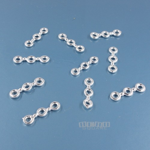 Barra espaciadora de 3 hilos de plata de ley maciza de 10 piezas aprox. 3mm x 12mm #44313 - Imagen 1 de 2