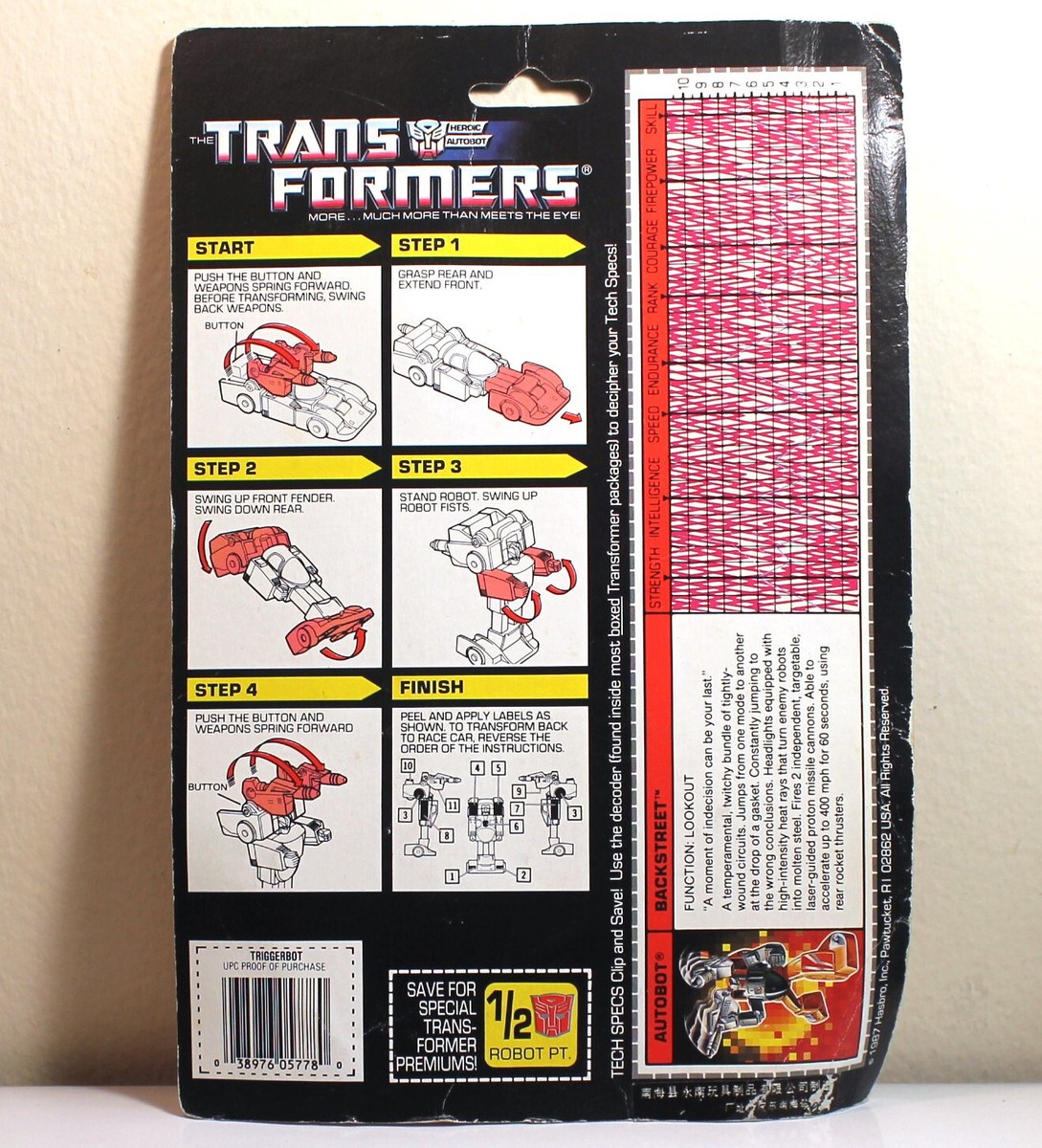Transformers G1 Triggerbot BACKSTREET, Rubsign Version