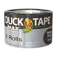 Duck Max Strength Duct Tape Silver 1.88 in x 45 yd 2-Pack Heavy Duty Roll.