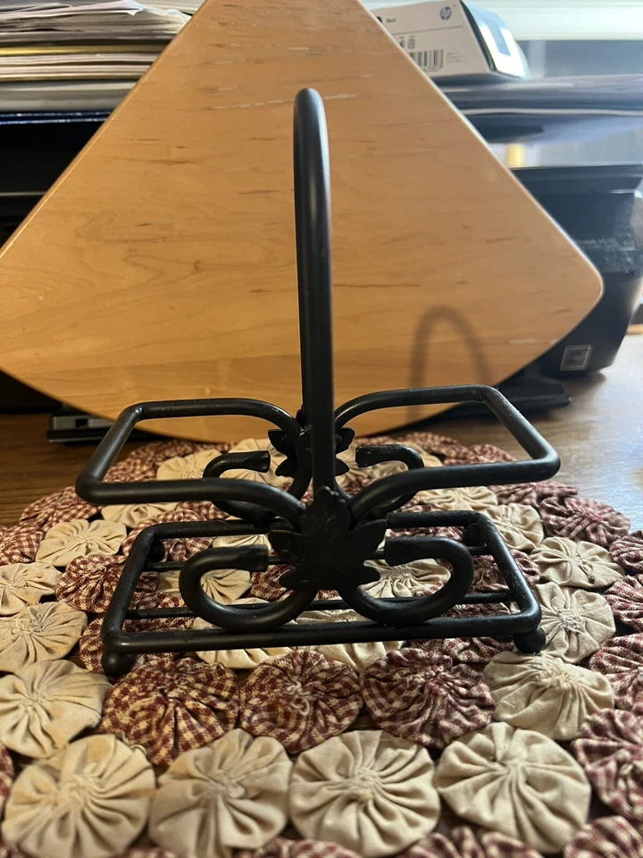 Longaberger Wrought Iron Salt & Pepper Shaker Holder/Caddy Black Square - Image 3 of 4