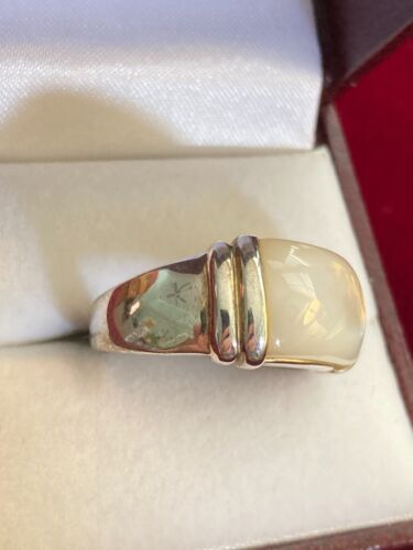 .925 Sterling Silver Mother of Pearl Statement Band Ring Signed WW Size 7.75 - Picture 2 of 14