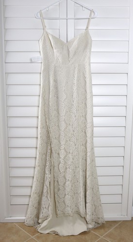 FAME AND PARTNERS NWT $495 Champagne Lined Lace Maxi Evening Dress Size US 4 - Picture 5 of 6