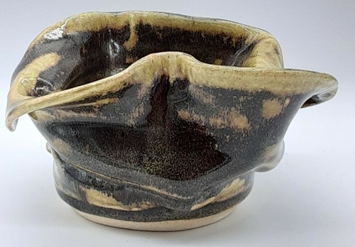 Studio Art Pottery Bowl Planter Trinket Dish Greens Brownish Gray Glaze - Picture 2 of 7