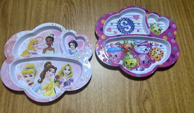 Zak Designs Set of Two (2) Disney Frozen & Shopkins Melamine Plates 9-Inches 9 