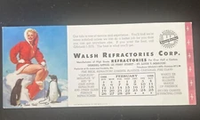 1956 Walsh Refractories Pin-Up Penguin Calendar Brown & Bigelow St Paul MN Ad