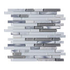 White Gray Glass Natural Stone Metal Linear Mosaic Tile Kitchen Bath Backsplash